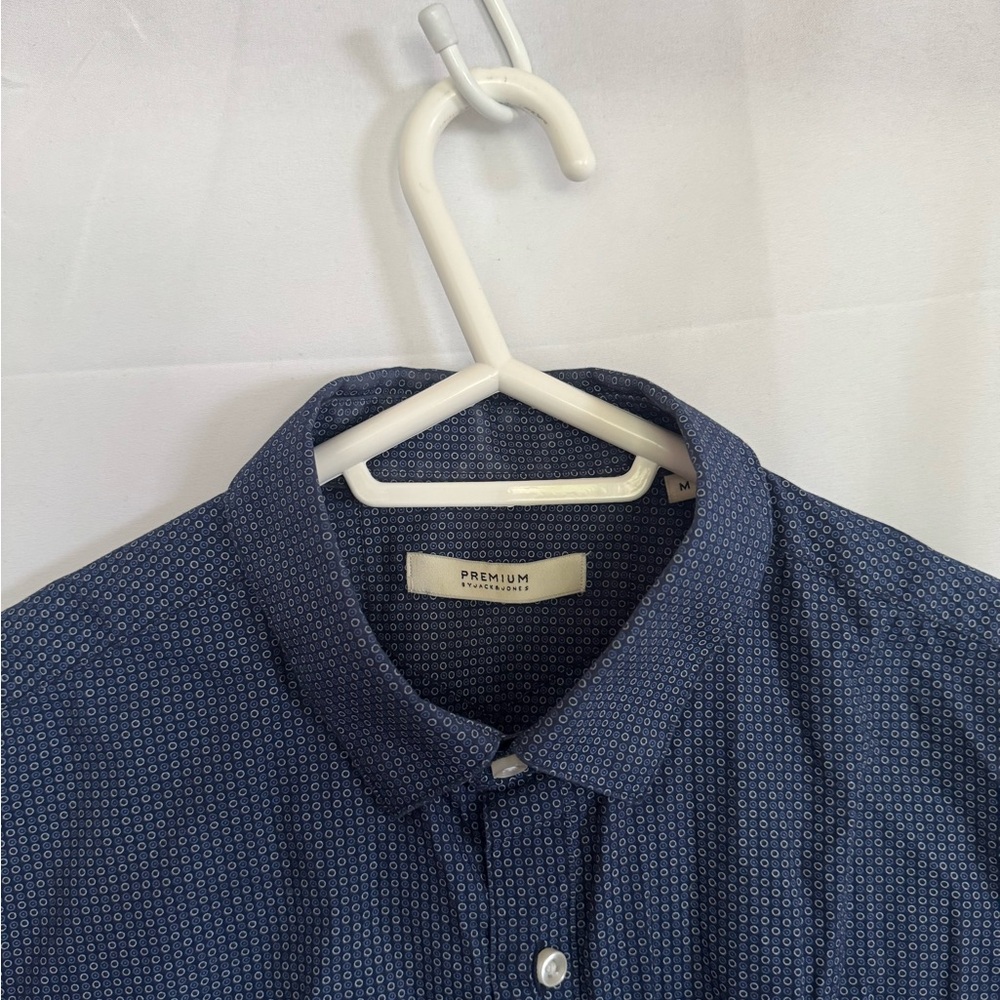Premium Jack and Jones Dark Blue Patterned Dress Shirt